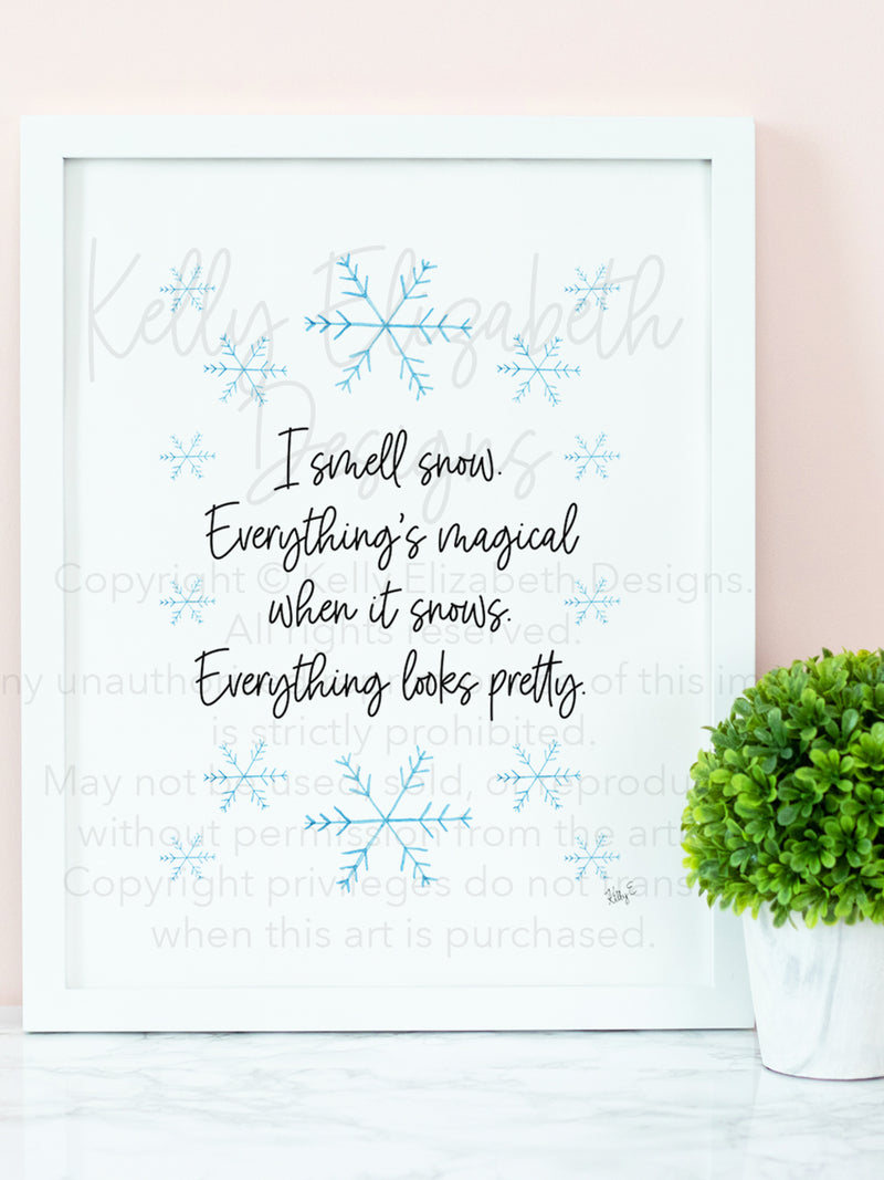 I smell snow. Everything's magical when it snows. Everything looks pretty. - Lorelai Gilmore  This is the perfect print for anyone who loves all things Gilmore Girls! 