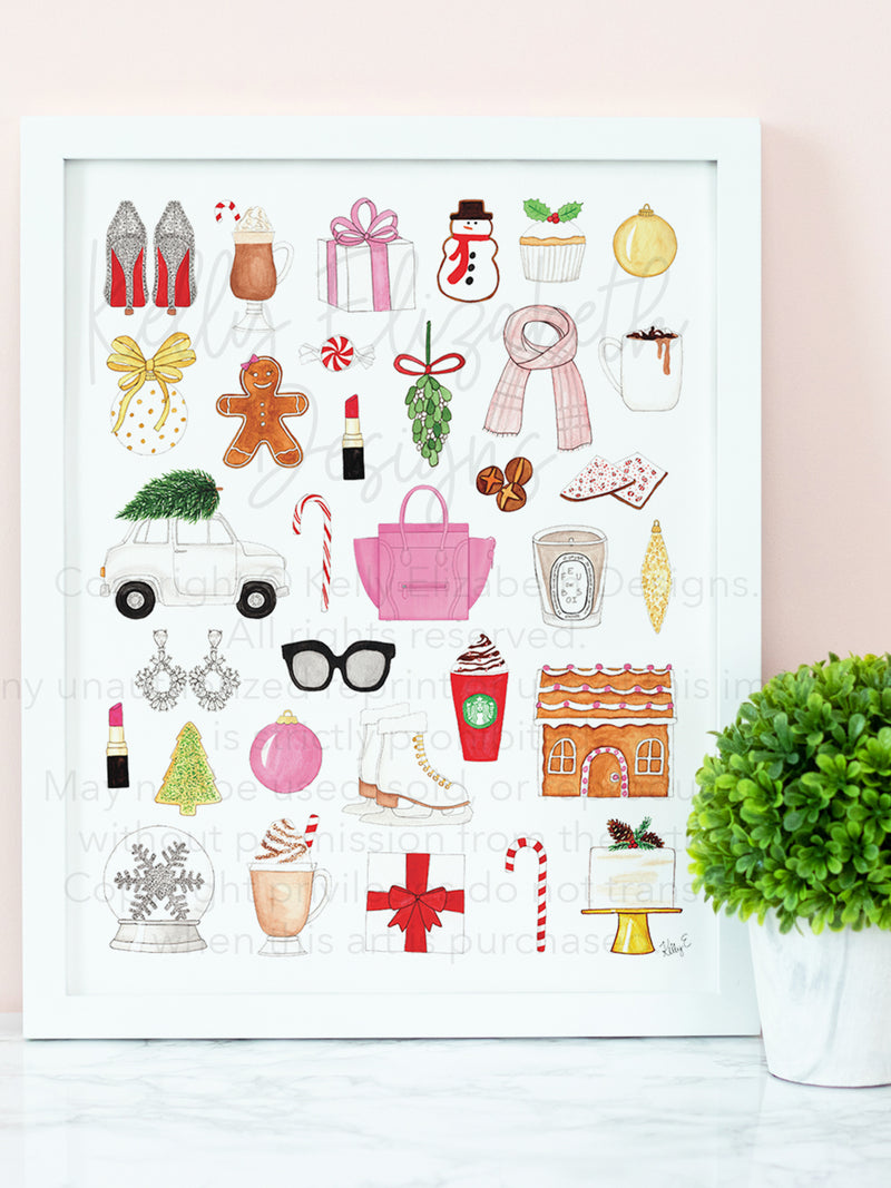 Christmas Watercolor Art Print