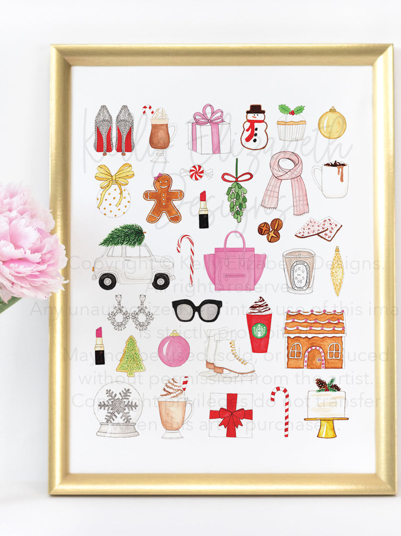 Christmas Watercolor Art Print