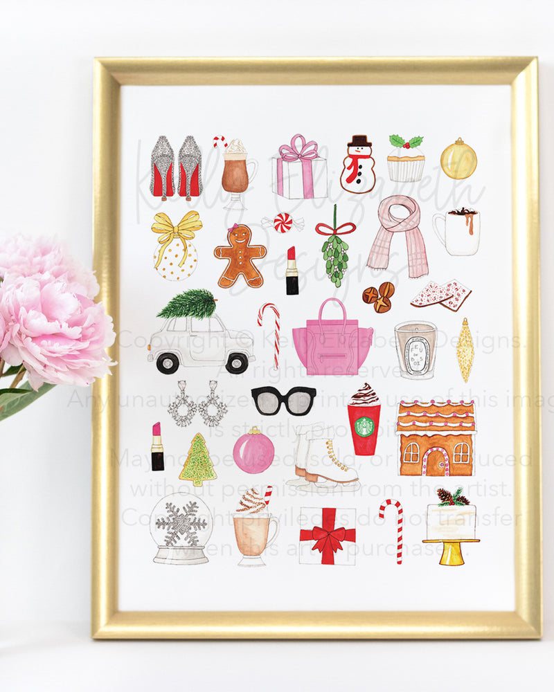 Christmas Watercolor Art Print