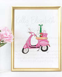 Christmas Scooter Art Print
