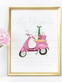 Christmas Scooter Art Print