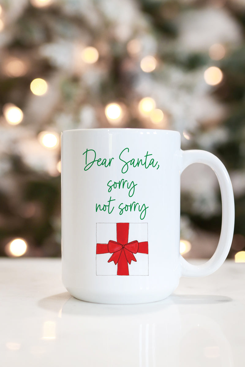 Dear Santa, Sorry Not Sorry Watercolor Mug
