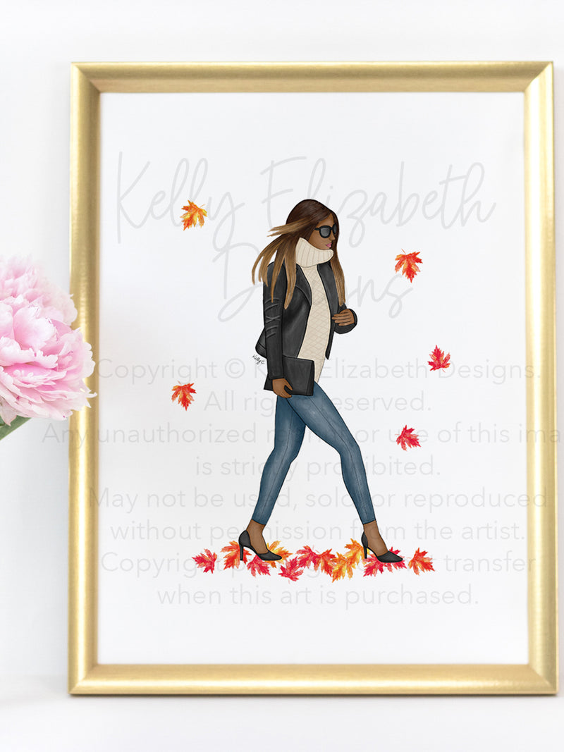 Fall Girl Art Print