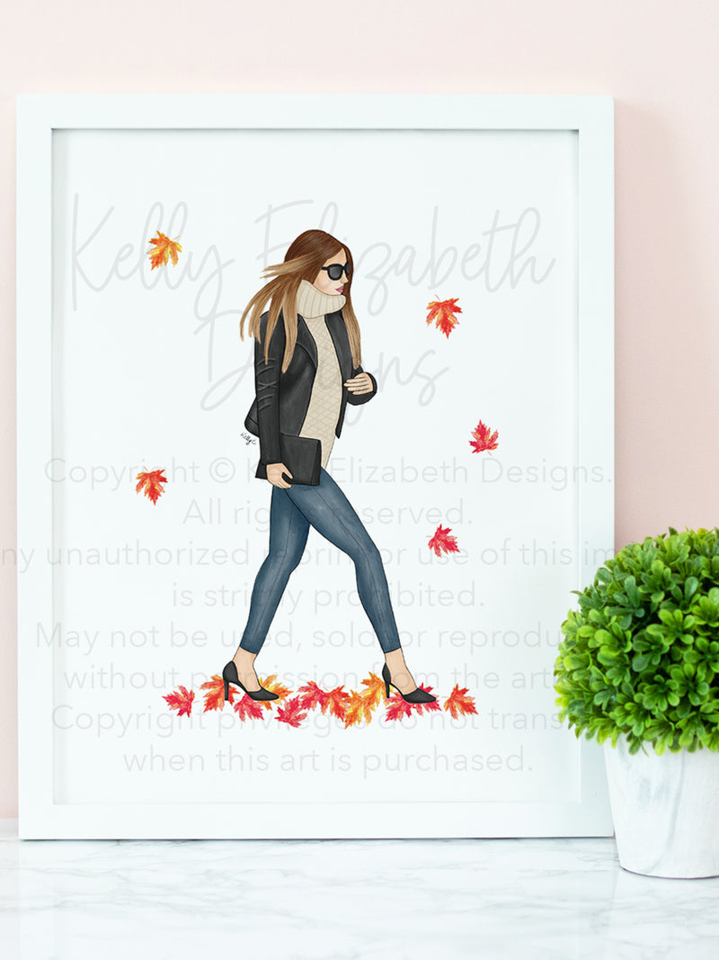 Fall Girl Art Print