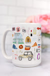 Gilmore Girls mug. Luke's diner sign, Sookie's chef jacket, the Stars Hollow Gazebo and town sign, the Dragonfly Inn, poptarts, bop it, Yale, Kim's Antiques, Paul Anka, the love rocket, Luke's hat, the feather hammer, the Jeep, oy with the poodles already, and many more favorites