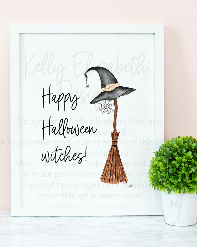 Happy Halloween Witches Art Print