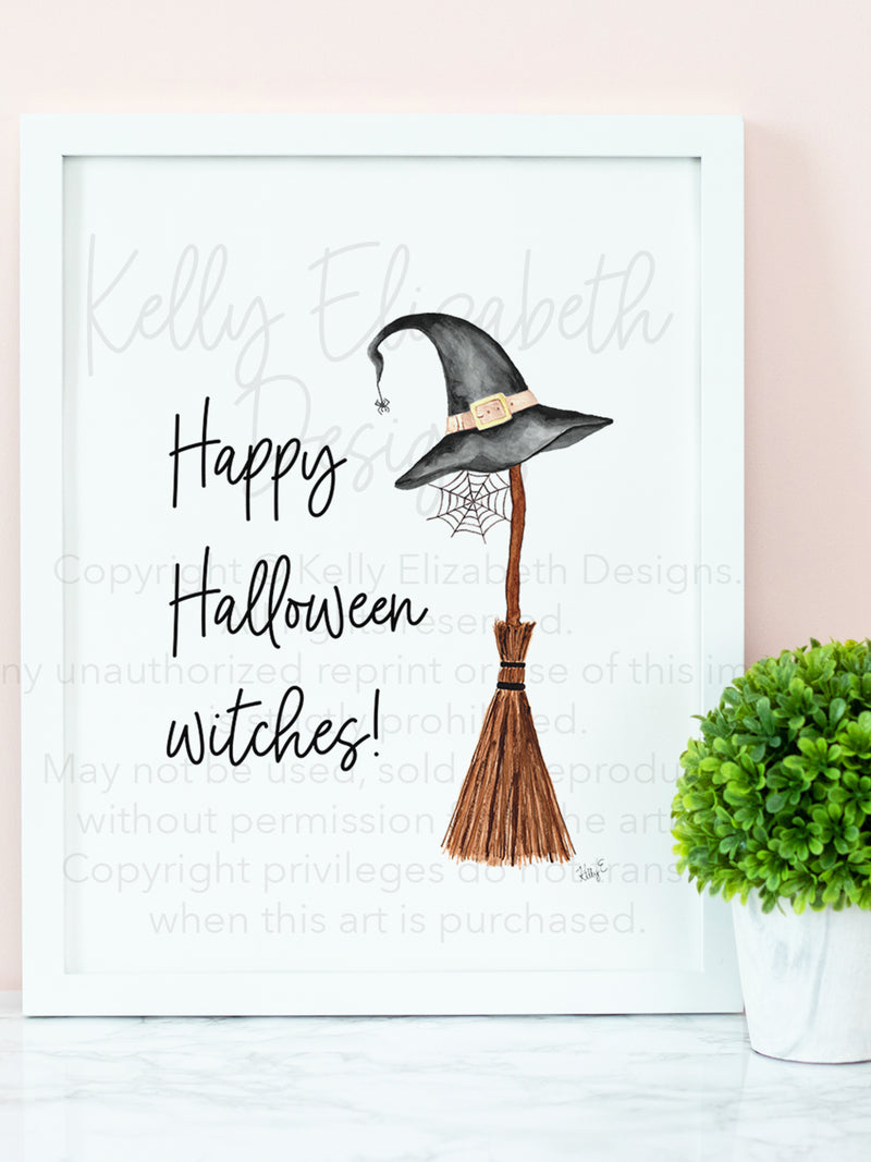 Happy Halloween Witches Art Print