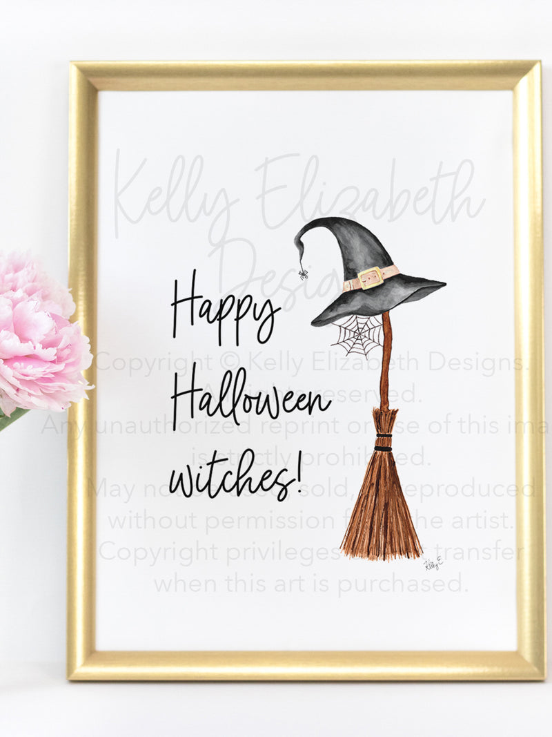 Happy Halloween Witches Art Print