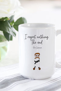 This is the perfect mug for anyone who loves all things Parks and Rec!   "I regret nothing. The end." - Ron Swanson