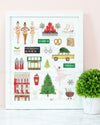 New York City NYC Christmas Art Print