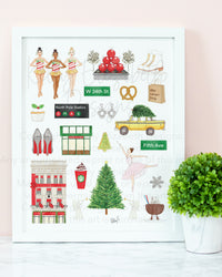 New York City NYC Christmas Art Print