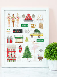 New York City NYC Christmas Art Print