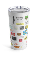 The Office tumbler. Prison Mike's bandana, the guide to Throwing a Garden Party, Pam's ripped wedding veil and Jim's cut tie, Diversity Day Cards, Cafe Disco disco ball, Nard dog, Stanley's crossword puzzle, Pam's teapot, pretzel day, the bouncing dvd logo, the Bushiest Beaver Dundie Award, the It Is Your Birthday banner, Kevin's chili, tickets to Sandals, Dwight's stapler in jello, Pam's painting, a Scott's tots t-shirt