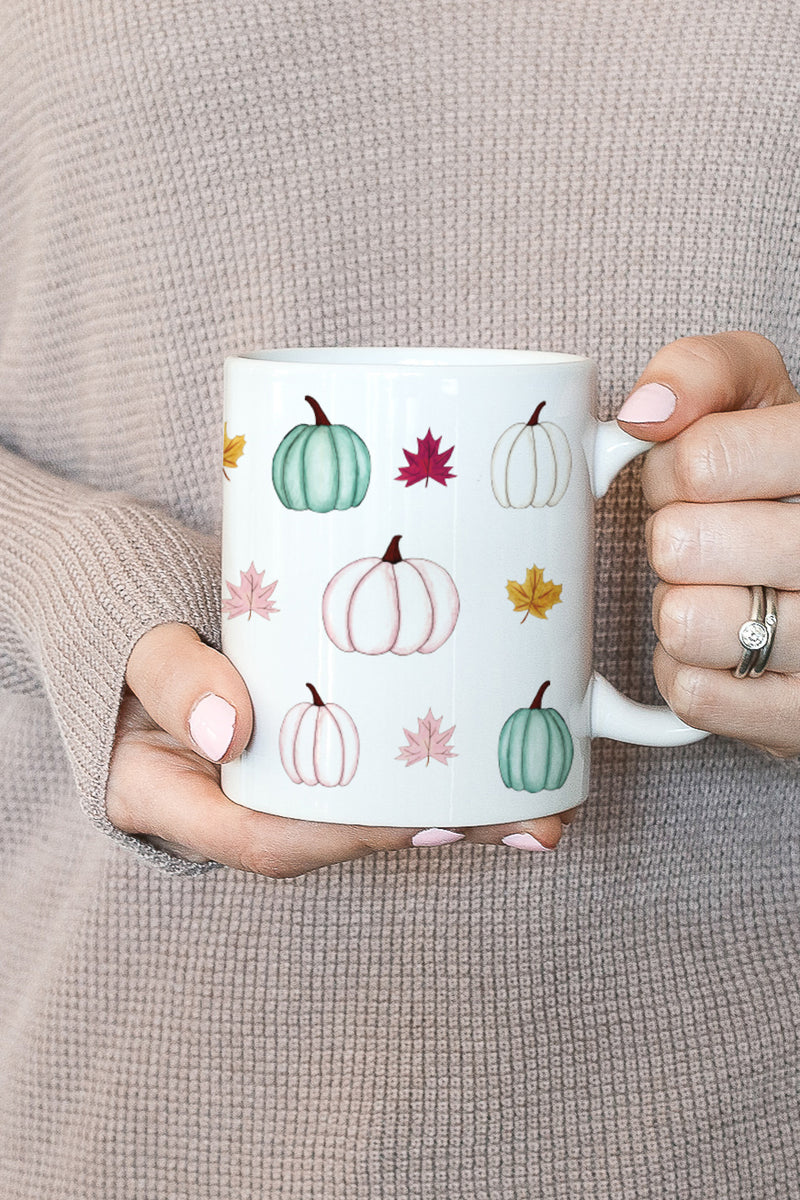 Pastel Pumpkins and Leaves Mug