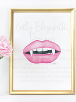 Glam Pink Vampire Lips Art Print