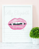 Glam Pink Vampire Lips Art Print