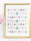 Pastel Pumpkins and Leaves Art Print